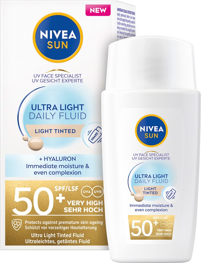 Pleťový krém na opaľovanie Ultra Light Daily Fluid SPF 50+, svetlé tónovanie